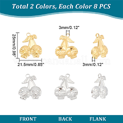 16個2色イオンプレーティング(IP)304ステンレスペンダント  スカルチャーム  ミックスカラー  25x21.5x3mm  穴：3mm  8個/カラー&nbsp;STAS-UN0045-02