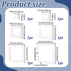 6個 6スタイル 正方形アクリルキルティングテンプレート  カッティングガイド  縫製用具  透明  38~165x38~165x2mm  穴：2mm  1個/スタイル&nbsp;TOOL-GA0002-13