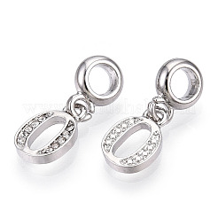 Platinum Rack Plating Alloy Rhinestone European Dangle Charms&nbsp;PALLOY-T048-36P-O
