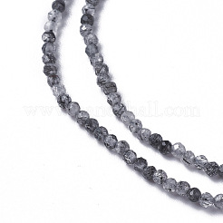 天然石ブラックルチルクォーツビーズ連売り  多面カット  ラウンド  ブラック  2~2.5x2mm  穴：0.2mm  約158~205個/連  15.7~16.7インチ（40~42.5cm）&nbsp;G-F596-25A-2mm