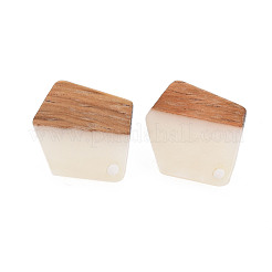 Two Tone Resin & Walnut Wood Stud Earring Findings&nbsp;MAK-N032-032