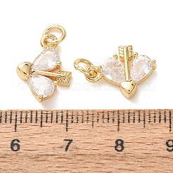 Brass Micro Pave Clear Cubic Zirconia Charms&nbsp;CU-E003-14G-B