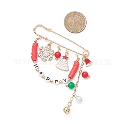 3Pcs 3 Colors Christmas Themed Alloy Enamel & Acrylic & Polymer Clay Pendant Brooches&nbsp;JEWB-TA00023
