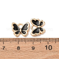 ライトゴールドメッキの合金チャーム  エナメル  蝶  ブラック  10.5x12.5x2.5mm  穴：2mm&nbsp;ENAM-L029-06B