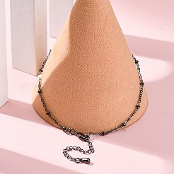 女性用真鍮サテライトチェーンブレスレット  カドミウムフリー＆鉛フリー  901ステンレススチール留め具  ブラック  8-1/4インチ（21cm）&nbsp;BJEW-G735-19B