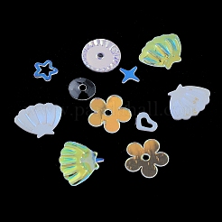 装飾アクセサリー  ポリ塩化ビニールのプラスチック製のスパンコール/スパンコールビーズ  黄金の光沢  混合図形  星/花/貝殻/丸  カラフル  3~6x3.5~8x0.4mm  穴：0.8mm&nbsp;PVC-L001-07