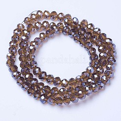 電気メッキガラスビーズセット  パール光沢メッキ  多面カット  ロンデル  シエナ  4x3mm  穴：0.8~1mm  約105~110個/連  38~39cm&nbsp;EGLA-A044-T4mm-A02