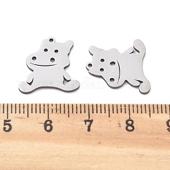 ステンレススチールチャーム201個  レーザー切断  カバのチャーム  ステンレス鋼色  15.5x15x1mm  穴：1mm&nbsp;LS-STAS-V001-04