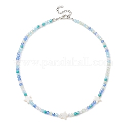 2Pcs 2 Color Glass & Natural Shell Star Beaded Necklaces Set&nbsp;NJEW-JN04646-02
