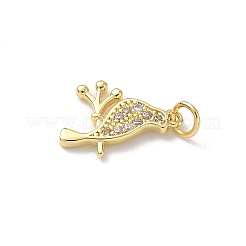 Brass Micro Pave Clear Cubic Zirconia Pendants&nbsp;KK-B155-09G