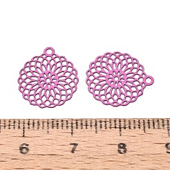 スプレー塗装された中空430ステンレス鋼ペンダント  花の丸いチャーム  カメリア  14.5x13x0.3mm  穴：1.1~1.2mm&nbsp;STAS-N121-10B