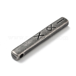 レトロな304ステンレススチールペンダント  ルーン文字のチャームが付いた長方形  アンティークシルバー  46x6.5x5.5mm  穴：3mm&nbsp;STAS-V008-32AS-10