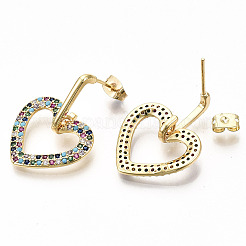 Brass Micro Pave Cubic Zirconia Dangle Stud Earrings&nbsp;EJEW-S208-130A-NF