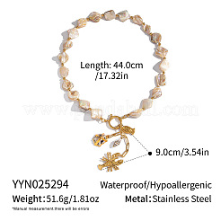 Beach Vacation 304 Stainless Steel Pendant Natural Shell Nuggets Beaded Necklaces for Women&nbsp;LZ2336-1