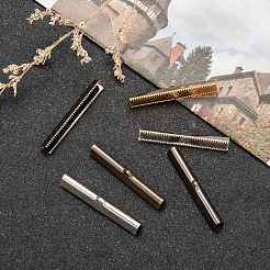 長方形めっき鉄リボンカシメエンドパーツ  ミックスカラー  7x45mm  穴：1x2.5mm&nbsp;IFIN-N3281-02