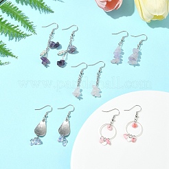 DIY 天然宝石ダングルイヤリングキット  4~25x4~14x81 XMM  穴：0.4~1mm&nbsp;DIY-FS0006-91