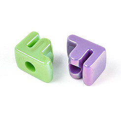 UVメッキ不透明アクリルヨーロピアンビーズ  大穴ビーズ  ミックスカラー  文字F  20.5x16x14mm  穴：6mm&nbsp;OACR-M027-03F