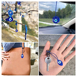 16Pcs 8 Styles Handmade Lampwork Evil Eye Pendants Decorations&nbsp;HJEW-TA0001-17