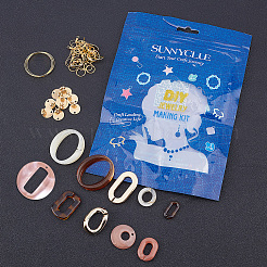 DIYダングルピアス作成キット  6個フラットラウンド＆長方形アクリルパーツ  72個の楕円形のアクリル＆プラスチック＆ステンレス鋼のリンキングリング  真鍮のピアスフックと丸カン  ミックスカラー  98個/袋&nbsp;FIND-SC0001-68