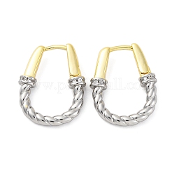 Brass Micro Pave Clear Cubic Zirconia Hoop Earrings&nbsp;EJEW-H158-17A-GP