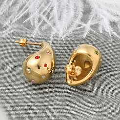 304 Stainless Steel Teardrop Stud Earrings&nbsp;EJEW-B108-05G-B
