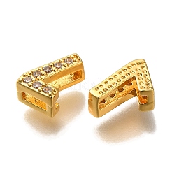 Rack Plating Number Brass Micro Pave Clear Cubic Zirconia Silde Charms&nbsp;KK-A231-13H