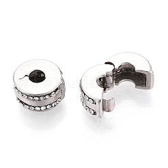 合金ラインストーンのヨーロッパのビーズ  大穴ビーズ  フラットラウンド  プラチナ  10.5~11x6mm  穴：3~3.5mm&nbsp;FIND-N009-07G