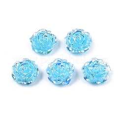 不透明な腹筋プラスチック ビーズ  片穴  花  シアン  15x16x6.5mm  穴：1.2mm&nbsp;KY-G019-02B