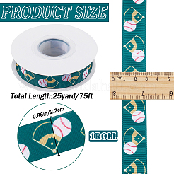 25 Yards Sport Ball Theme Printed Polyester Grosgrain Ribbon&nbsp;OCOR-WH20002-03A-05