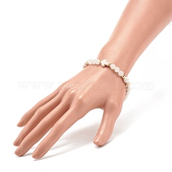 Synthetic Turquoise(Dyed) & Hematite & Natural White Jade Beaded Stretch Bracelet with Cross&nbsp;BJEW-JB08287