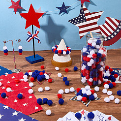 450Pcs 3 Colors Independence Day DIY Doll Craft Pom Pom Yarn Pom Pom Balls&nbsp;AJEW-SC0004-37A