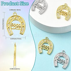 6Pcs 2 Colors Brass Micro Pave Cubic Zirconia Pendants&nbsp;KK-CJ0003-39