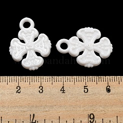 オペークアクリルパーツ  クロスフルーリー  ホワイト  26x19.5x5mm  穴：3.5mm  約505個/500g&nbsp;SACR-L007-060