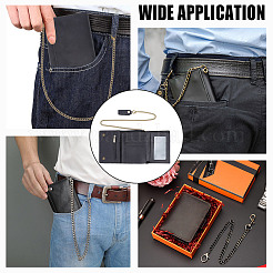 メンズ牛革財布  合金吊り下げチェーン付き  ブラック  11.2x8.5x2cm&nbsp;ABAG-WH0040-08A