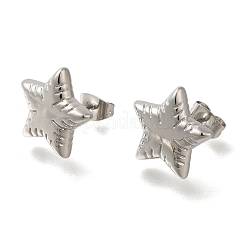 女性用304ステンレススチールスタースタッドピアス  ステンレス鋼色  14.5x15mm&nbsp;EJEW-S227-50P