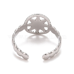 変色しない304ステンレススチールオープンカフリング  スター  ステンレス鋼色  usサイズ8 3/4(18.7mm)  トレイ：12x11.5mm&nbsp;RJEW-A005-27P