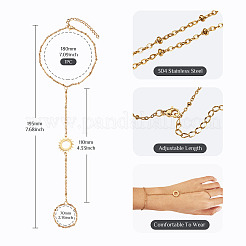 304 Stainless Steel Sun Link Chain Ring Bracelets for Women&nbsp;BJEW-TAC0055