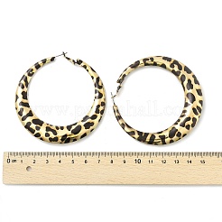 Leopard Print Alloy Hoop Earrings for Women&nbsp;EJEW-K304-03G