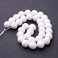 天然石馬山ジェイドラウンドビーズ連売り  染め  ホワイト  12mm  穴：1mm  約31個/連  15インチ&nbsp;G-D263-12mm-XS01