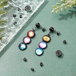 50個5スタイル304ステンレススチールイヤーナット  ポスト イヤリングのバタフライ イヤリング バック  電気泳動黒  5~10.5x4.5~10.5x3~4.5mm  穴：0.8~1.2mm  10個/スタイル&nbsp;STAS-UN0027-97