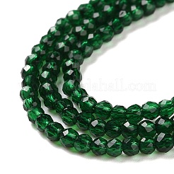 透明ガラスビーズ連売り  多面カットラウンド  濃い緑  2mm  穴：0.8mm  約160~178個/連  13.58 ~14.17インチ（34.5~36cm）&nbsp;GLAA-H021-04-15