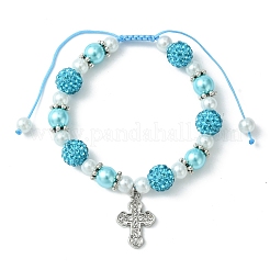 Cross Alloy Rhinestone Pendant Bracelet for Women&nbsp;BJEW-JB09485