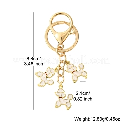 合金エナメルキーホルダー  鉄パーツ  犬  ホワイト  8.8cm&nbsp;KEYC-YW00027-01