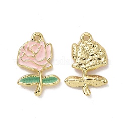メッキ合金エナメルチャームラック  ライトゴールドトーンの花/バラのチャーム  ミックスカラー  22x14x2.5mm  穴：1.5mm&nbsp;PALLOY-O109-14LG