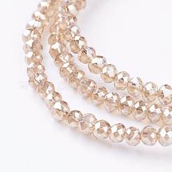 電気メッキガラスビーズセット  フル虹メッキ  多面カット  ロンデル  淡い茶色  3x2mm  穴：1mm  約130~140個/連  31~32cm&nbsp;EGLA-J025-F16