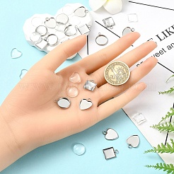 DIY 304 ステンレス ペンダント 作成キット  混合図形  ステンレス鋼色  ペンダント：15~16.5x11~13.5x1~2mm  トレイ：10~12x10~12mm&nbsp;DIY-YW0012-67A