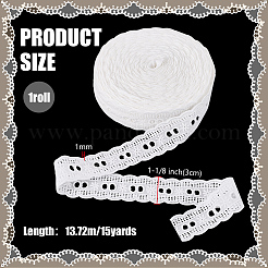 コットンリボン  洋服アクセサリー用  ホワイト  1-1/8インチ（30mm）  約15.00ヤード（13.72m）/ pc&nbsp;OCOR-WH0008-091A