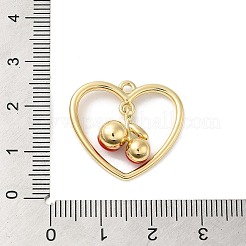 合金ペンダント  エナメル  桜のチャームが付いたハート  ゴールドカラー  21.5x23x6mm  穴：1.6mm&nbsp;FIND-H045-09G