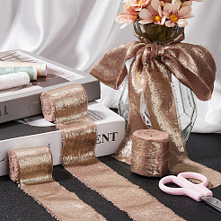 4.5M Single Face Hot Stamping Polyester Frayed Ribbon&nbsp;OCOR-WH20003-08B