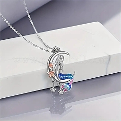 Alloy Moon with Mermaid Pendant Necklaces&nbsp;PW-WG30894-01